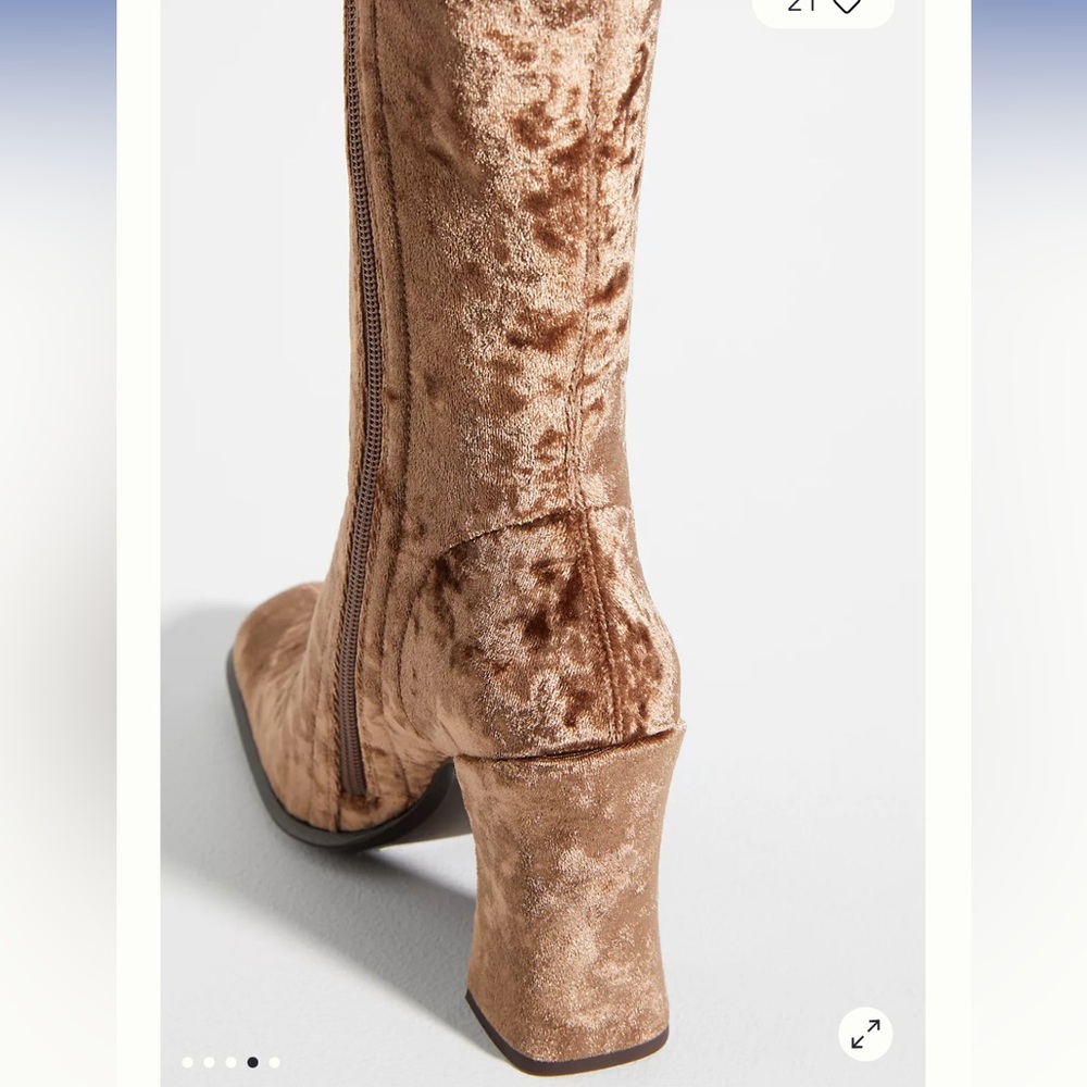 Jeffrey Campbell Velvet Tan Heeled Boots
